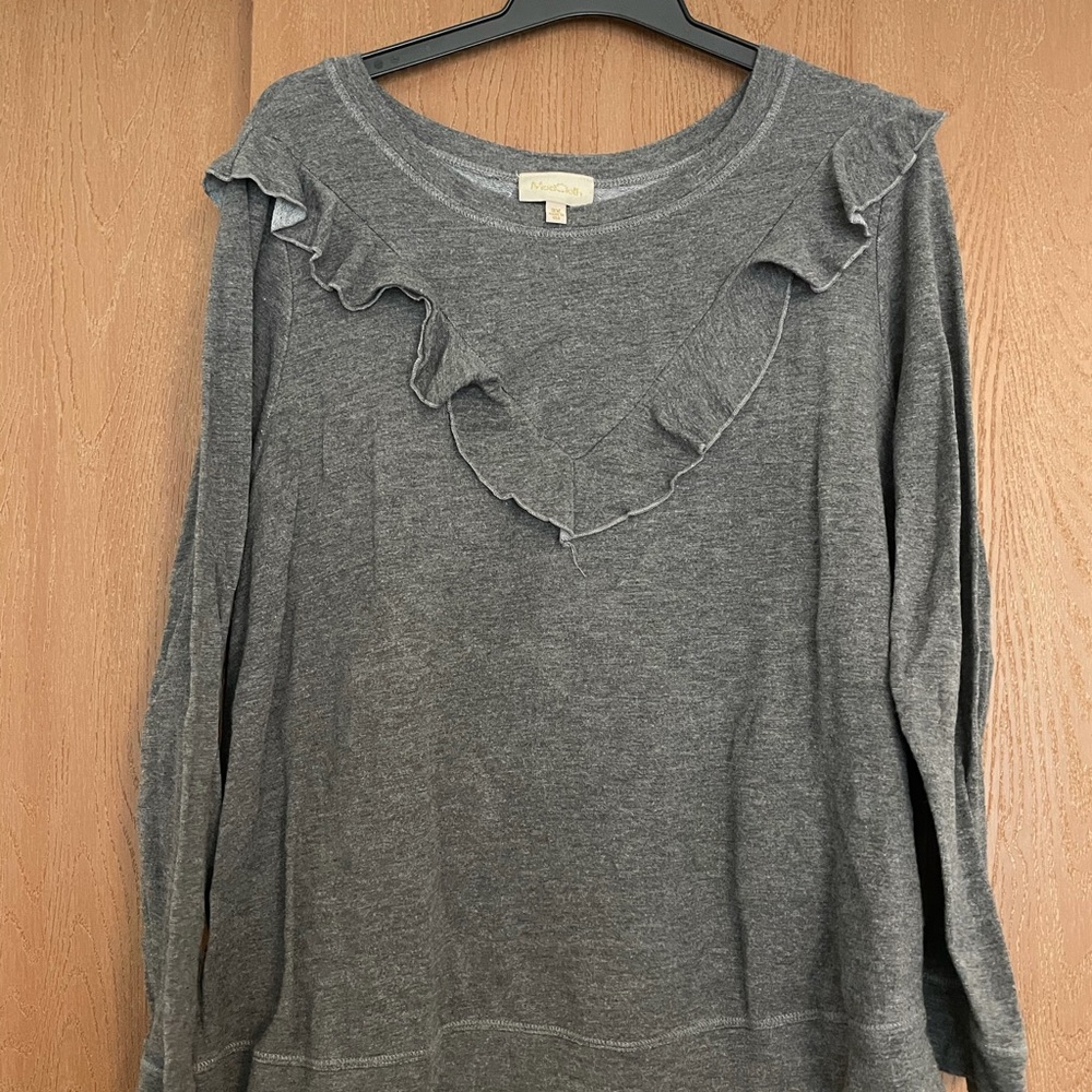 ModCloth gray ruffle sweater